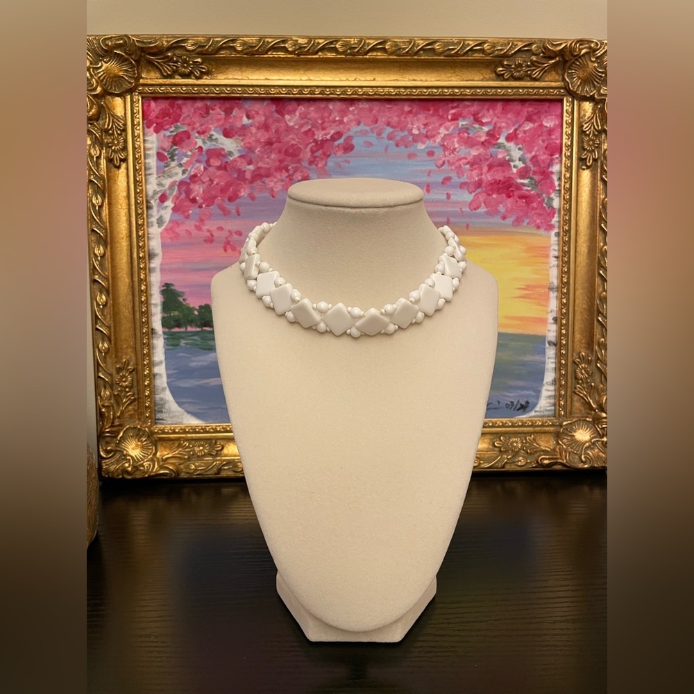 Vintage Germany Milk Glass Necklace